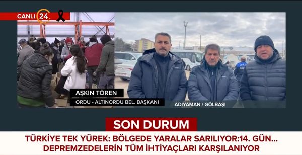 BAŞKAN TÖREN DEPREM BÖLGESİNİ CANLI YAYINDA ANLATTIİ