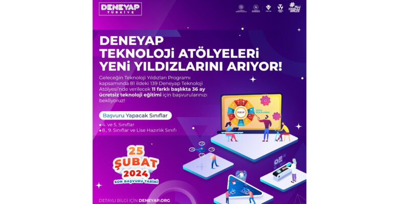 DENEYAP TEKNOLOJİ ATÖLYELERİ İÇİN BAŞVURULAR BAŞLADI